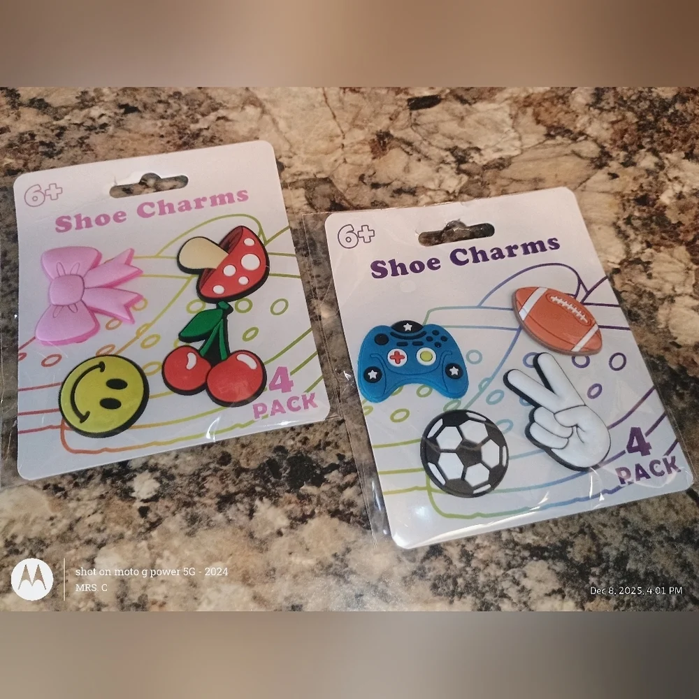 Shoe Charms 2  4 Packs - Fun Designs Brand New Croc Charm